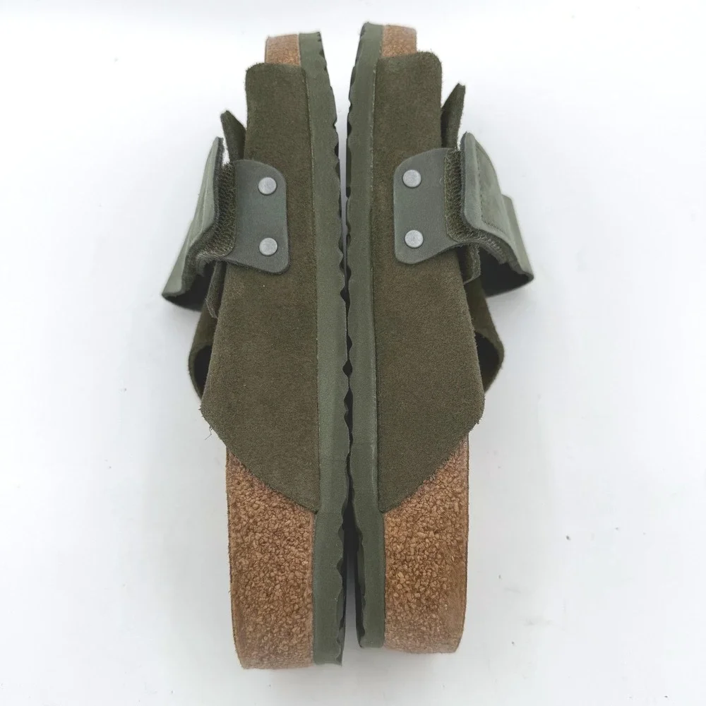 Birkenstock NWOB Kyoto Suede Sandals 42 Green Gorpcore Minimalist Boho Earthy